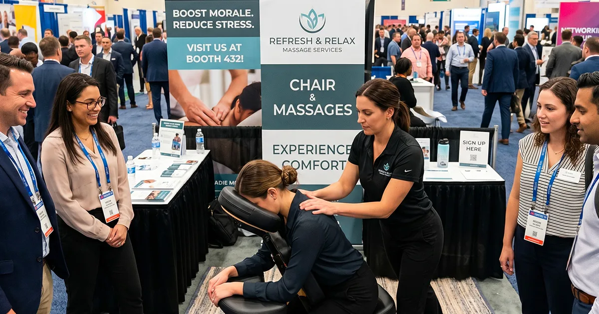 Chair massage at trade show booth